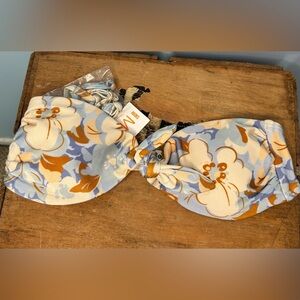 Minkpink Swim Bikini Bandeau Top Size Small Lumi Tie Front ~ Floral Retro Boho